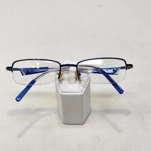 Takumi T9666 Womens Semi Frame Eyeglasses Glasses Blue Clear Rectangle
